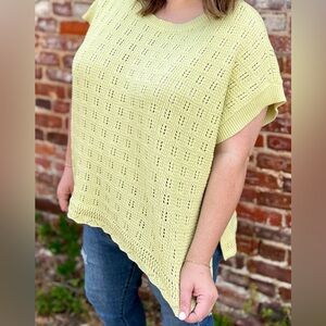 Kori America Light Green Cap Sleeve Pointelle Sweater Top Size XL